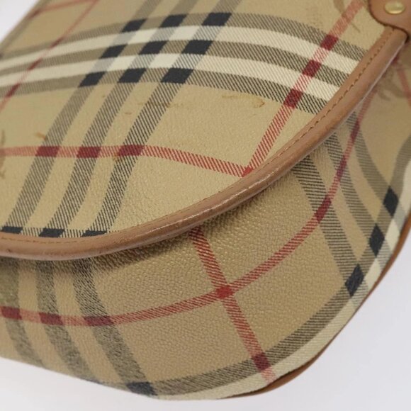 Burberrys Nova Check Shoulder Bag PVC Beige Gold Auth BA2017 - Picture 4 of 16
